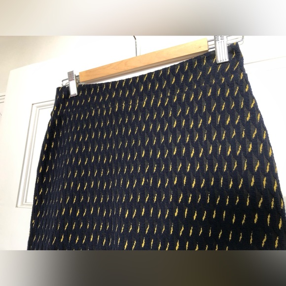 Anthropologie Maeve Hannon Textured Stretch Sweater Pencil Skirt Navy Blue - Picture 2 of 9